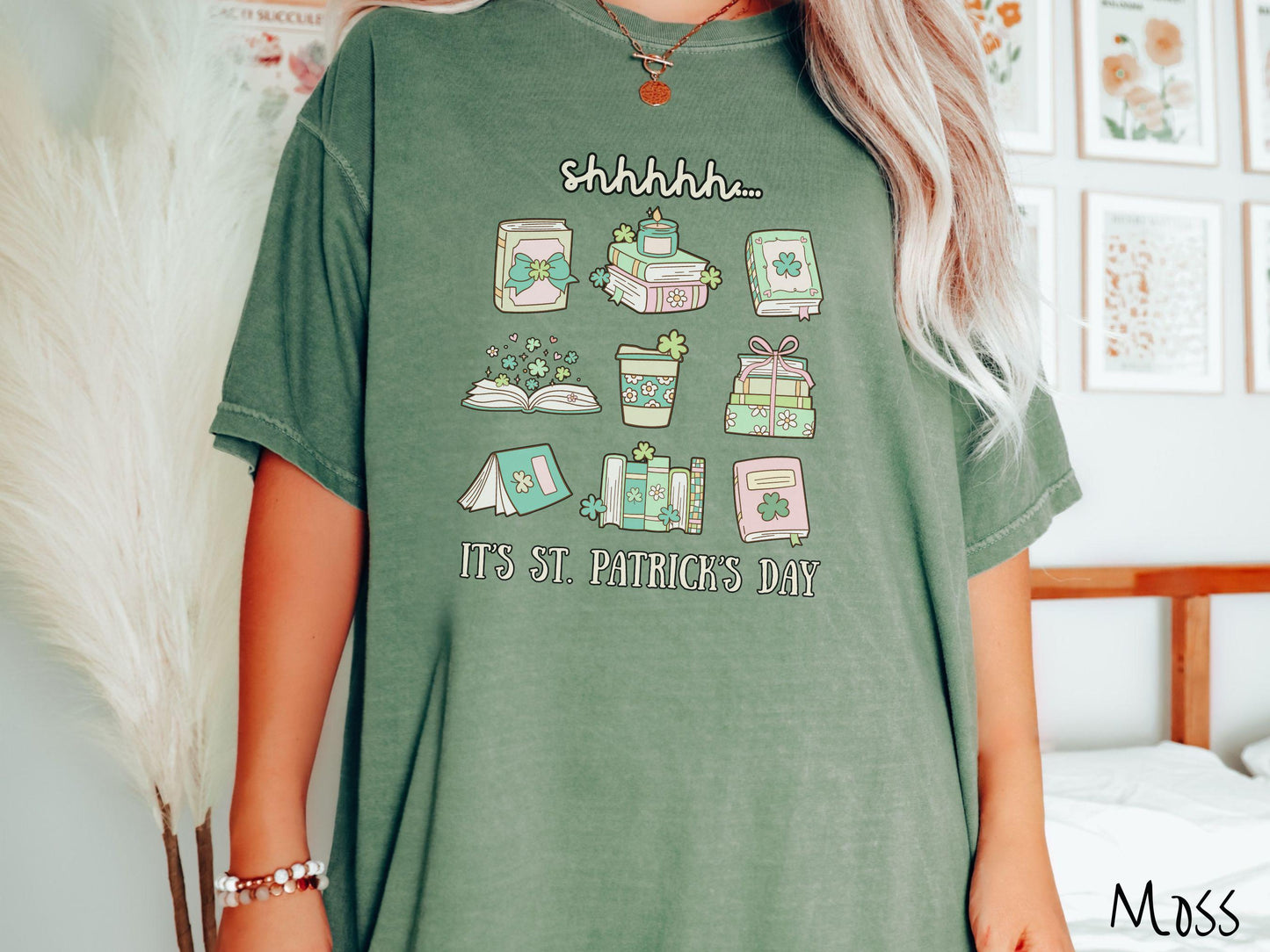 Librarian St Patricks Day Shirt, Lucky Librarian Tee, Book Lover Shamrock Shirt, Library Staff Green Shirt, Reading Teacher Grid Tee