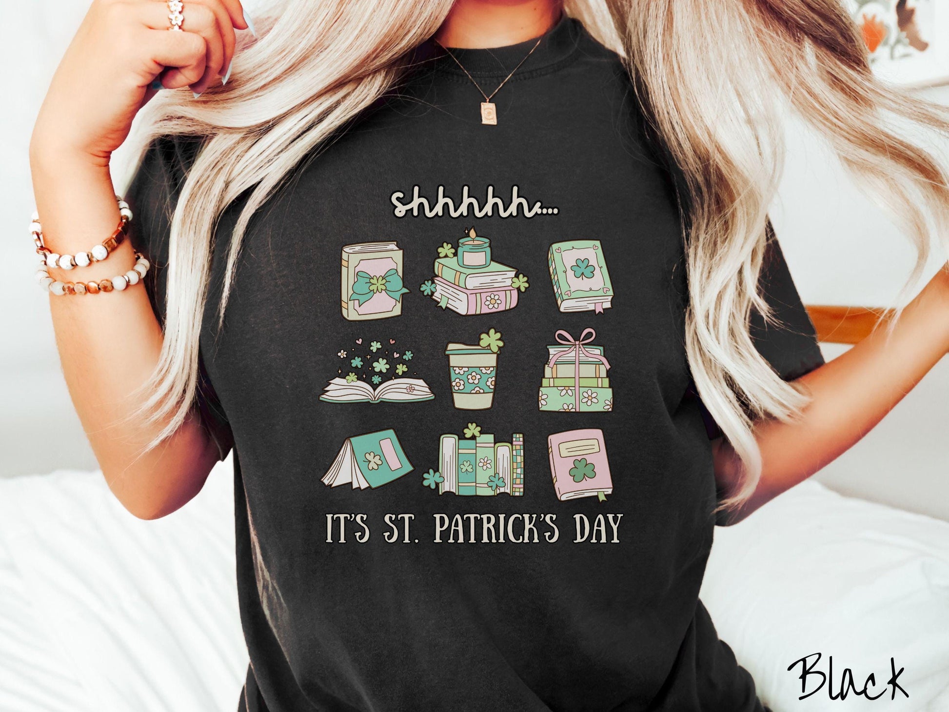 Librarian St Patricks Day Shirt, Lucky Librarian Tee, Book Lover Shamrock Shirt, Library Staff Green Shirt, Reading Teacher Grid Tee
