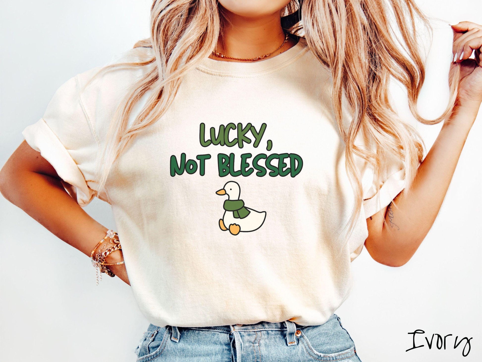 Funny Duck Goose St Patricks Day Shirt, Minimalist Shamrock Tee, Subtle Irish Humor Shirt, Simple & Witty Holiday Tee, Lucky