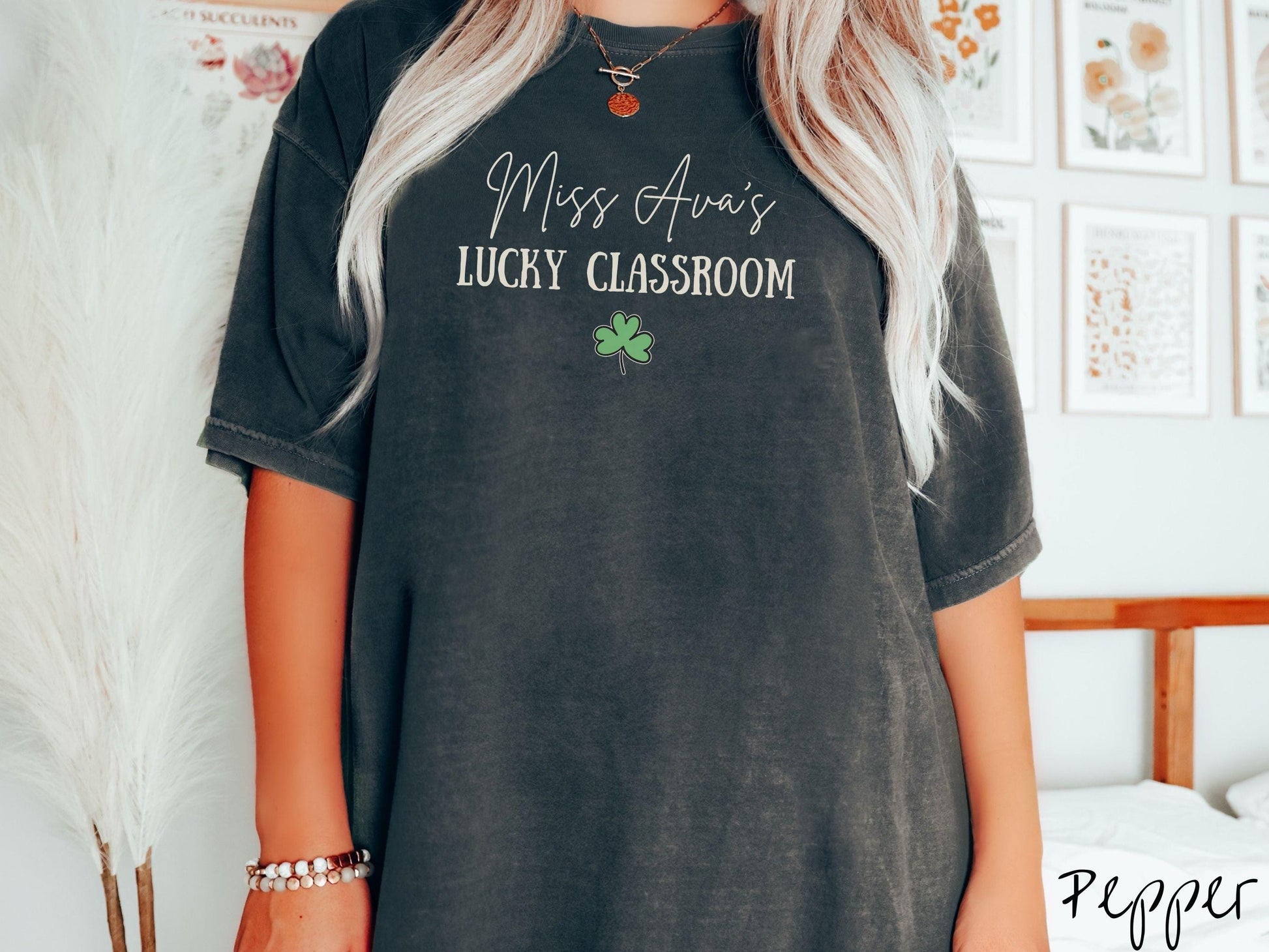 Custom St Patricks Day Teacher Shirt, Personalized Teacher Name Tee, Shamrock Classroom Shirt, Lucky Educator Gift