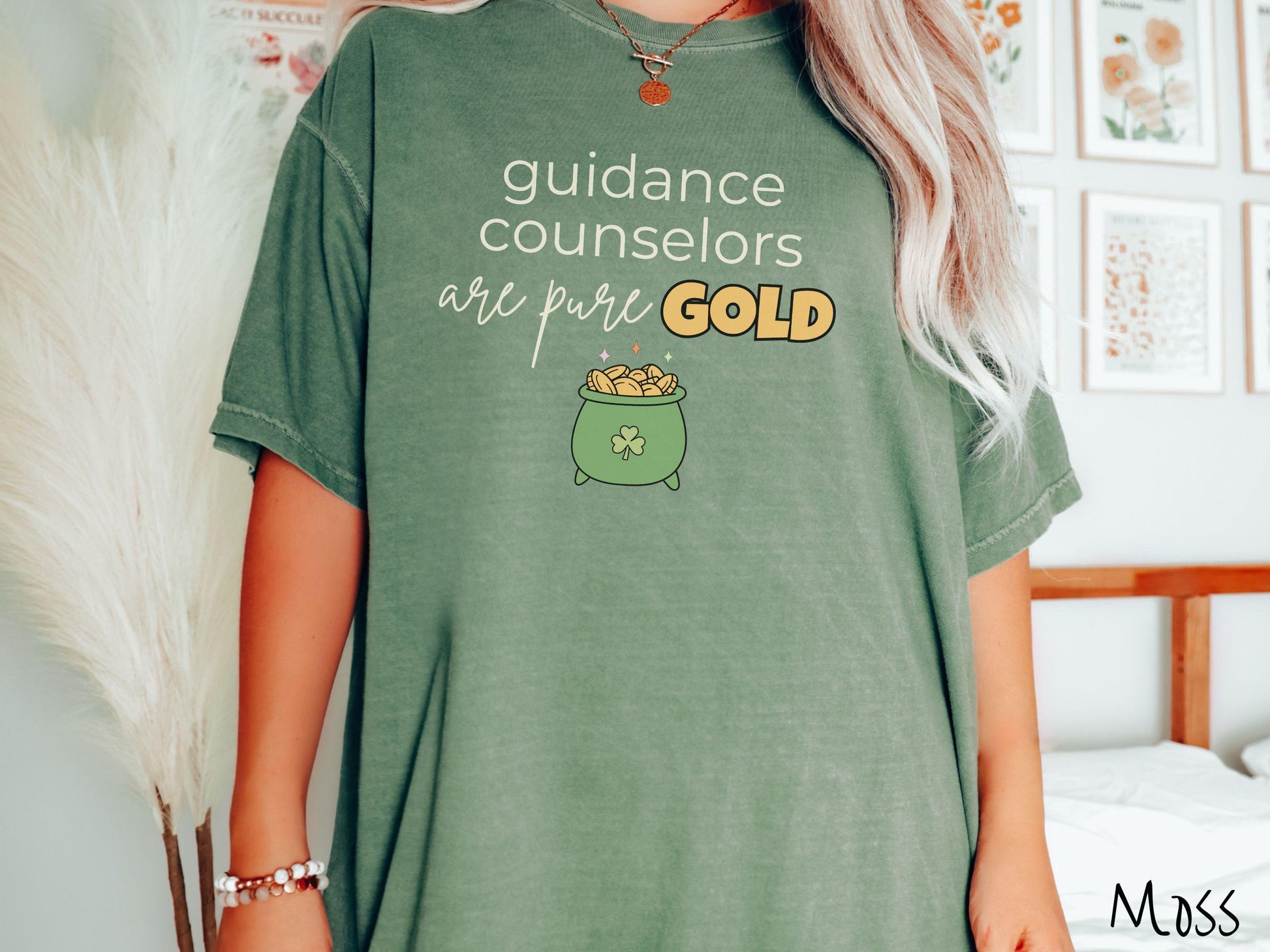 Guidance Counselor St Patricks Day Shirt, Lucky School Counselor Tee, Counselor Shamrock Shirt, Student Support Staff Gold Shirt