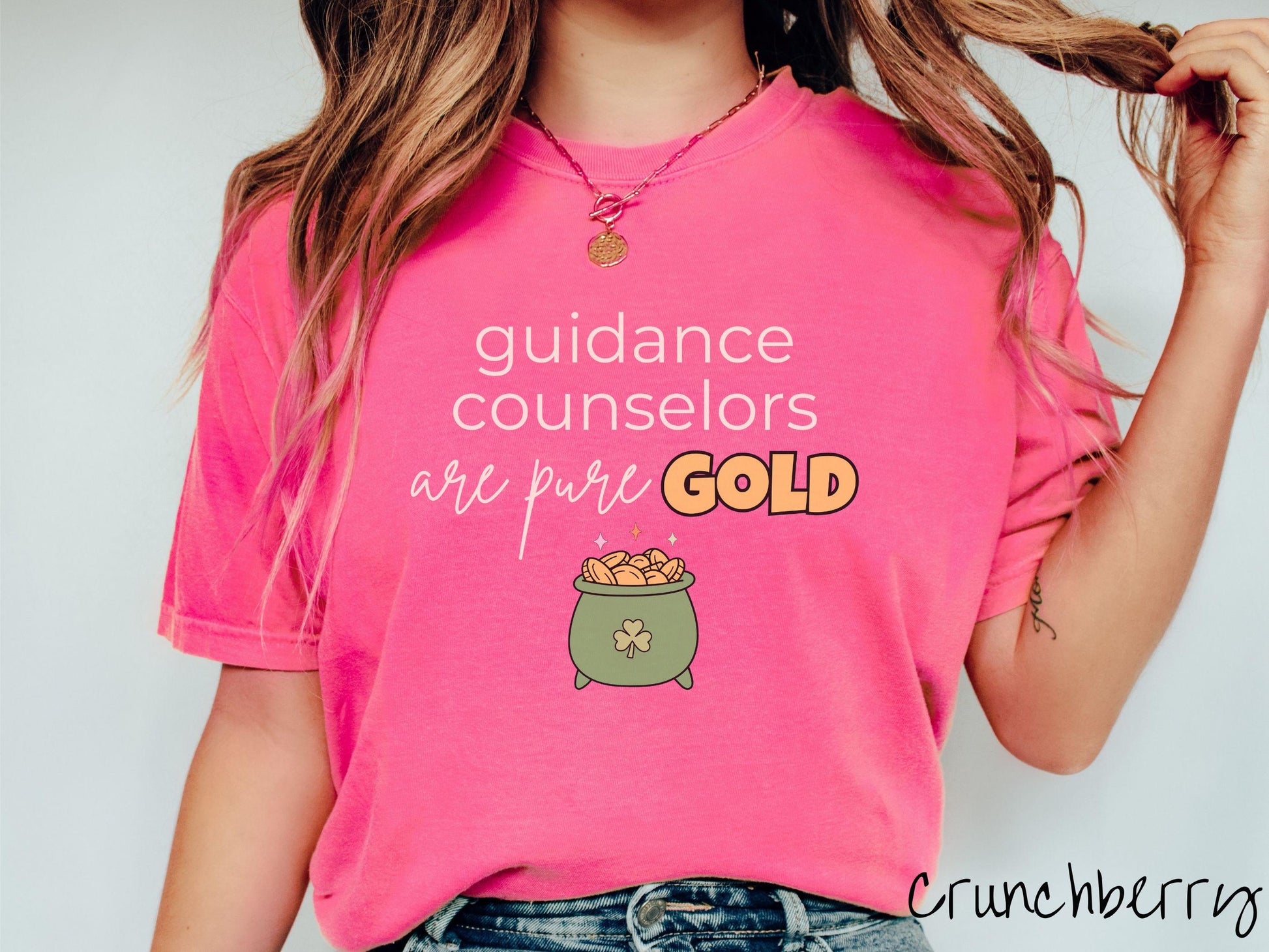 Guidance Counselor St Patricks Day Shirt, Lucky School Counselor Tee, Counselor Shamrock Shirt, Student Support Staff Gold Shirt