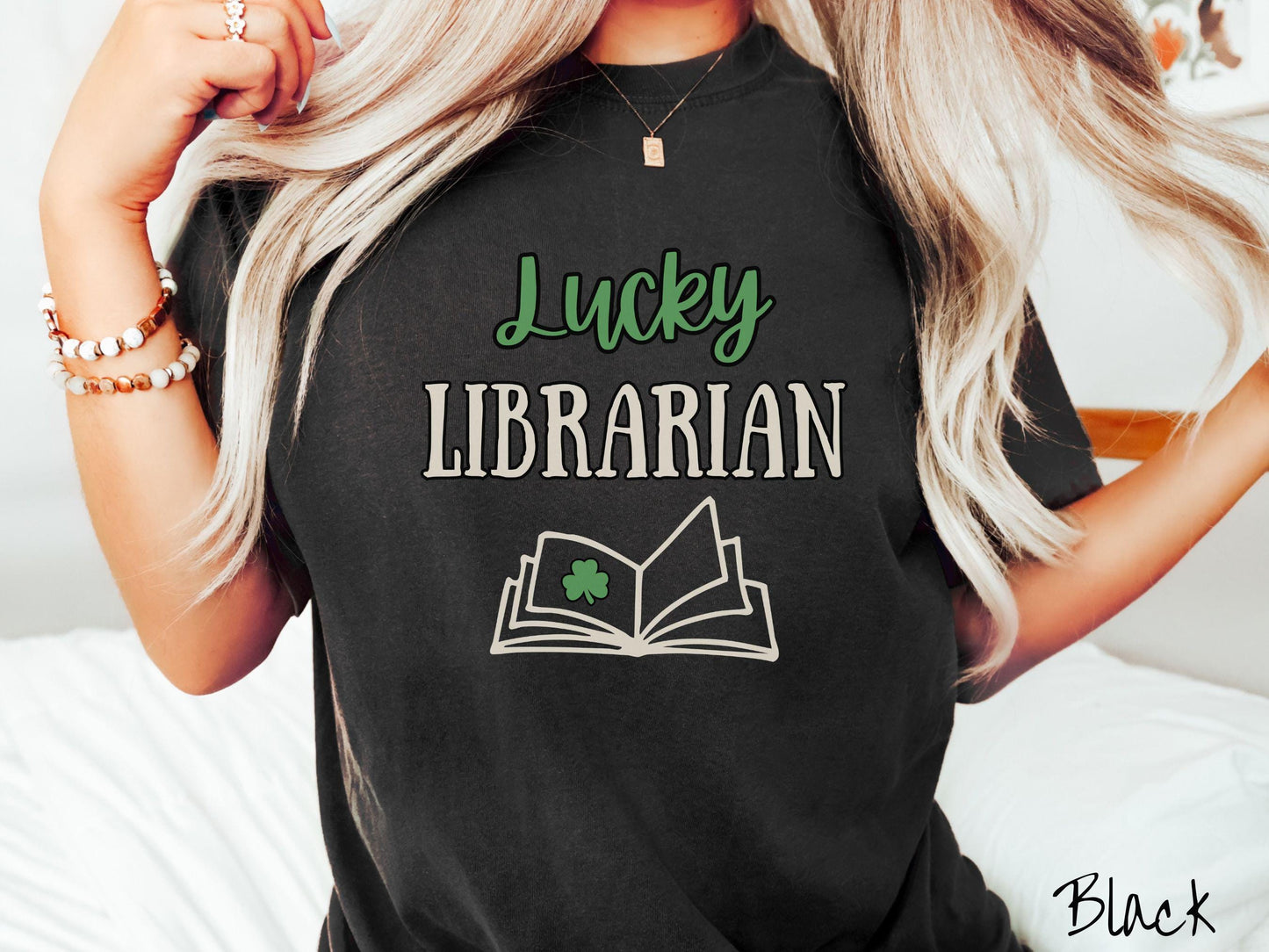 Librarian St Patricks Day Shirt, Lucky Librarian Tee, Book Lover Shamrock Shirt, Library Staff Green Shirt, Reading Teacher Book Tee