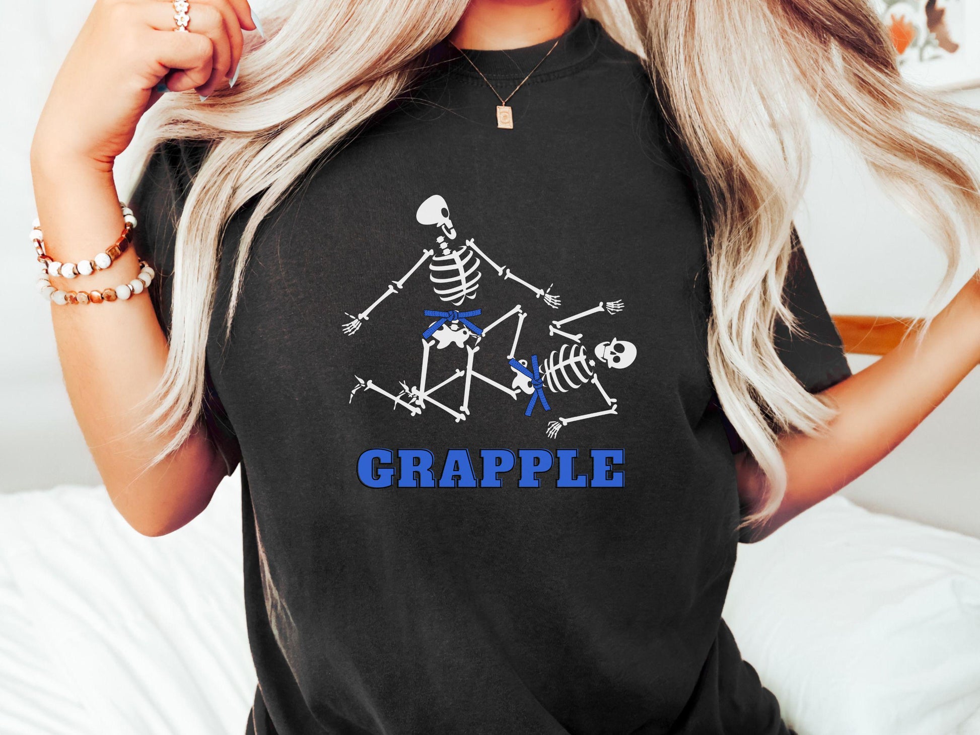 Blue Belt Skeleton Brazilian Jiu Jitsu Shirt, Gift for BJJ and MMA Lovers!