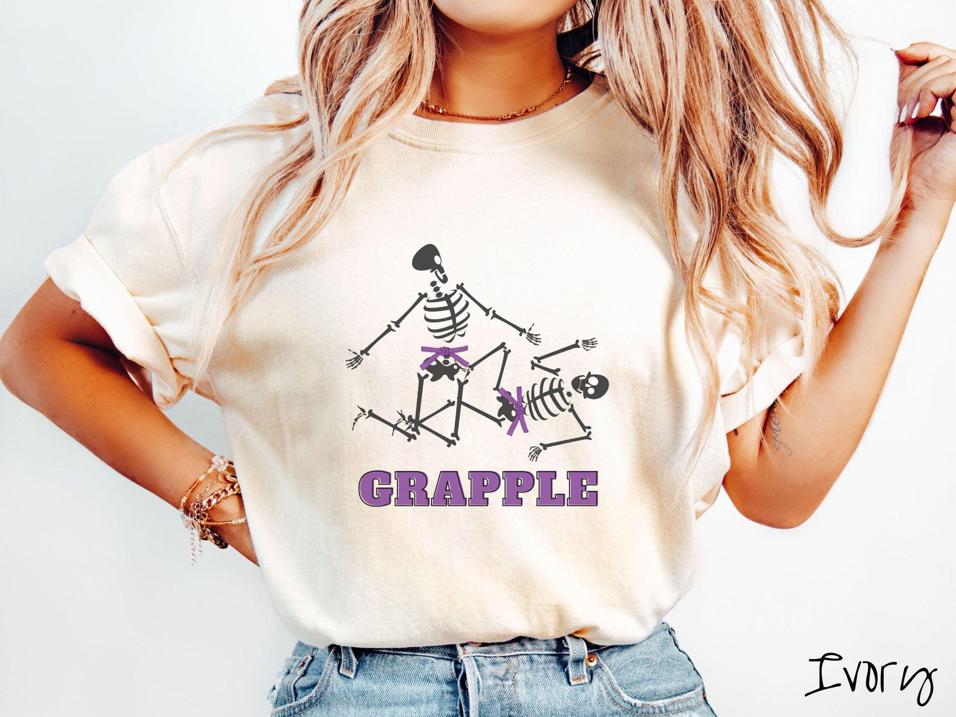 Purple Belt Skeleton Brazilian Jiu Jitsu Shirt, Gift for BJJ and MMA Lovers!