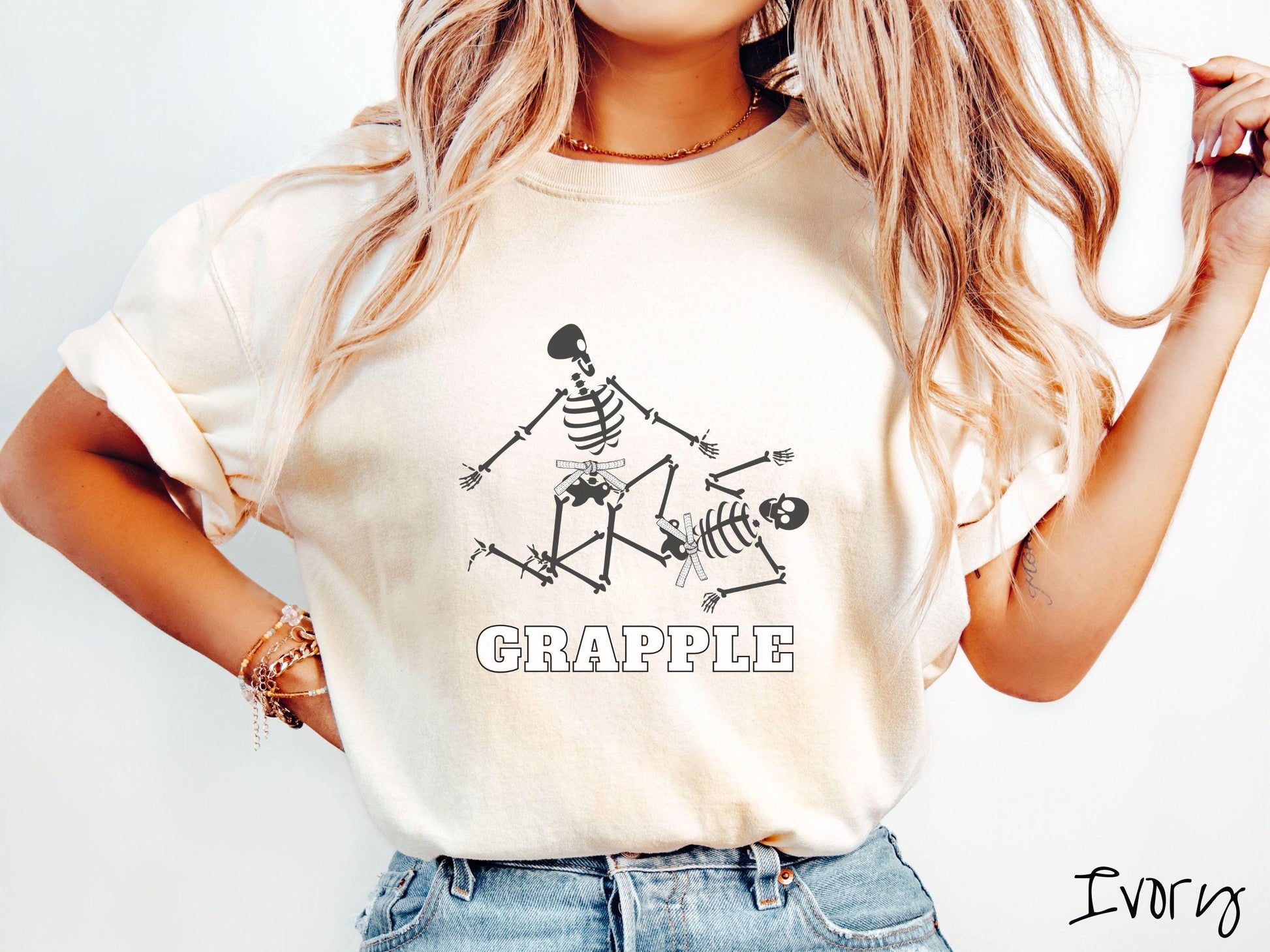 White Belt Skeleton Brazilian Jiu Jitsu Shirt, Gift for BJJ and MMA Lovers!