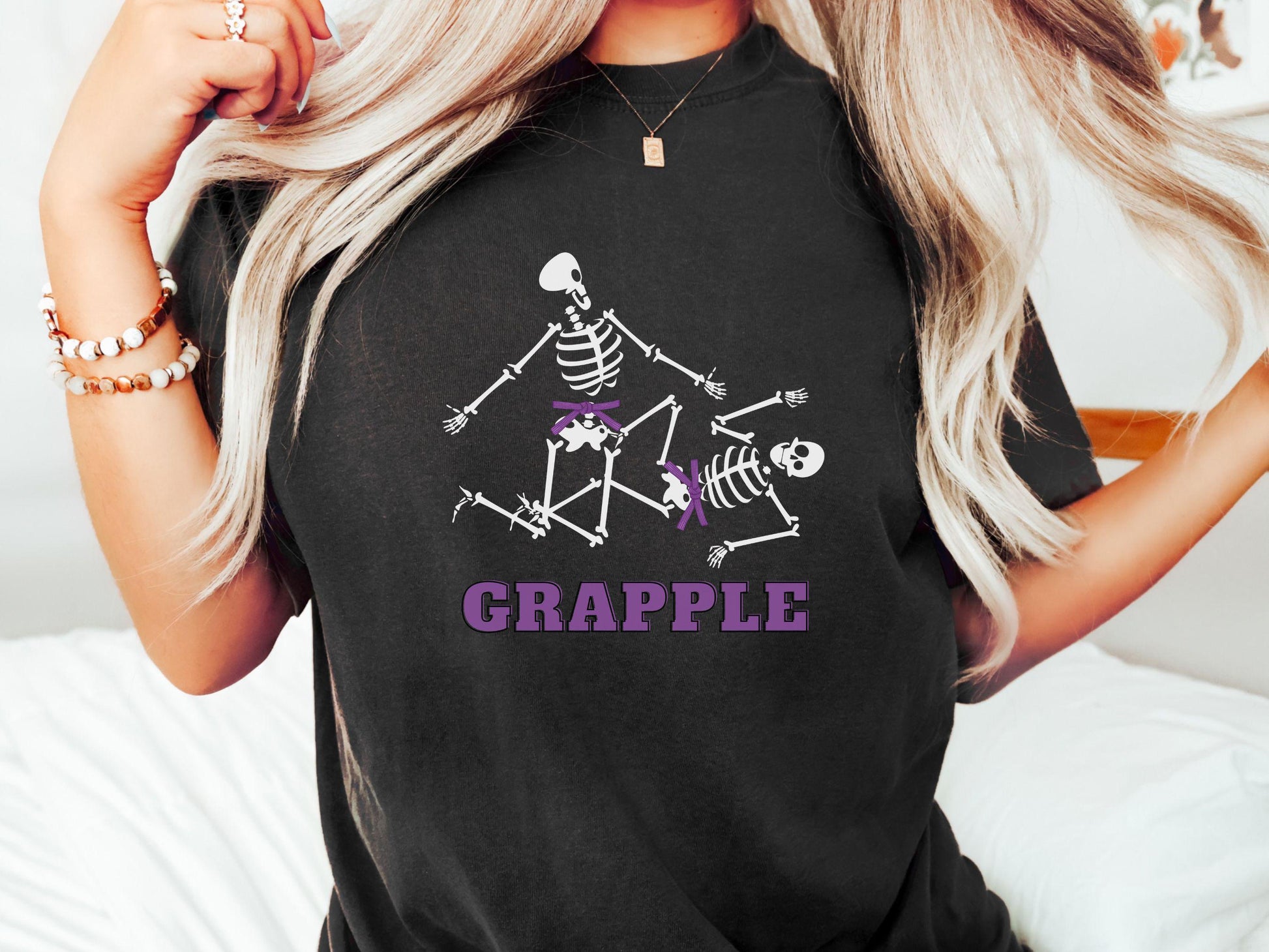 Purple Belt Skeleton Brazilian Jiu Jitsu Shirt, Gift for BJJ and MMA Lovers!