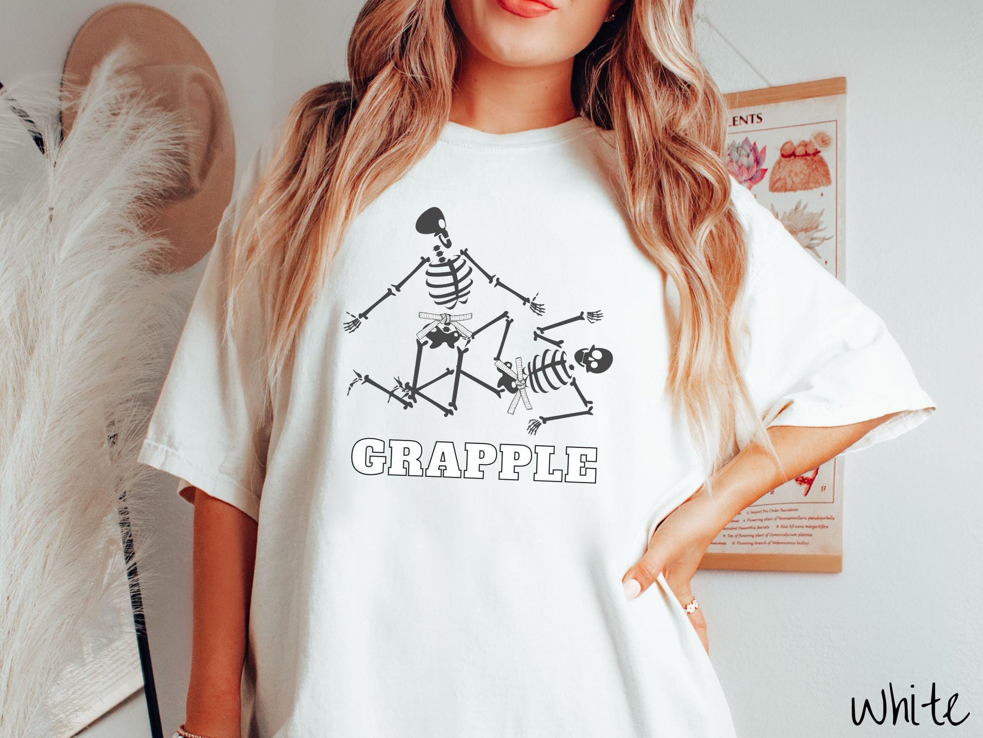 White Belt Skeleton Brazilian Jiu Jitsu Shirt, Gift for BJJ and MMA Lovers!