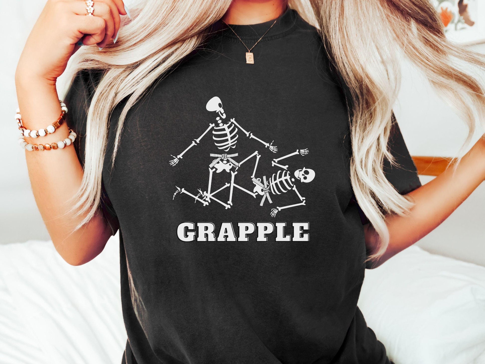 White Belt Skeleton Brazilian Jiu Jitsu Shirt, Gift for BJJ and MMA Lovers!
