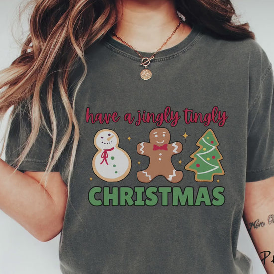The Jingly Tingly Christmas Comfort Colors Shirt, Gift This Christmas Gingerbread Cokies Tee-shirt to the Sweet Tooth in Your Family!