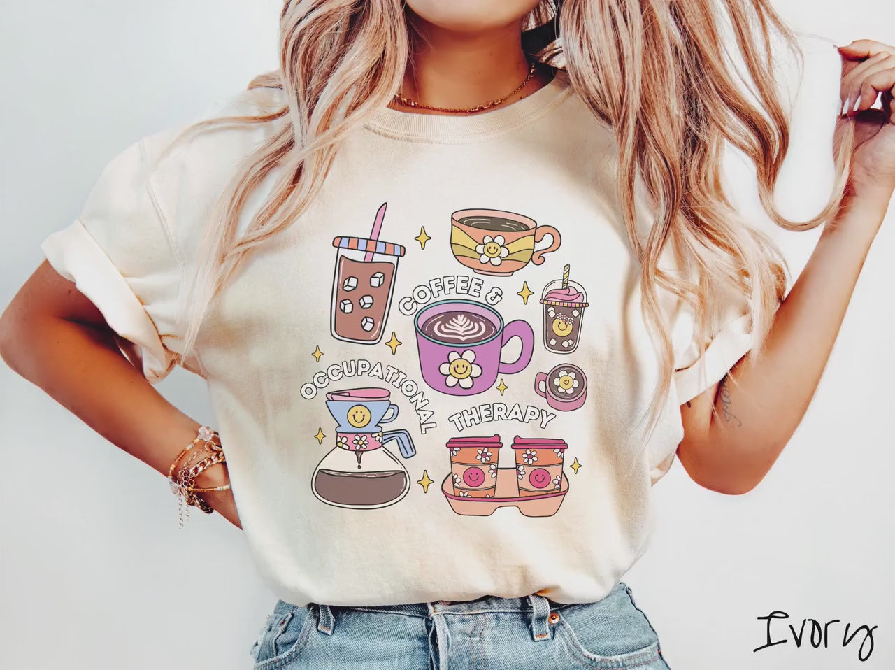 The Coffee and Occupational Therapy Comfort Colors Shirt, Gift This Tee to the Caffeine Loving Occupational Therapy Graduate in Your Life!