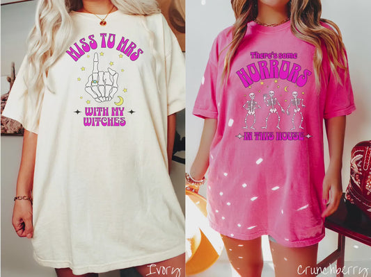 The Miss to Mrs with My Witches Comfort Colors Shirt