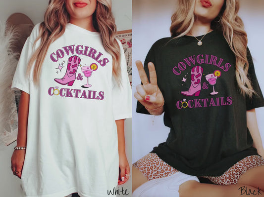 The Cowgirls and Cocktails Comfort Colors Shirt, Gift These Rodeo Style Bach Party Group Tees to your Bridesmaids!