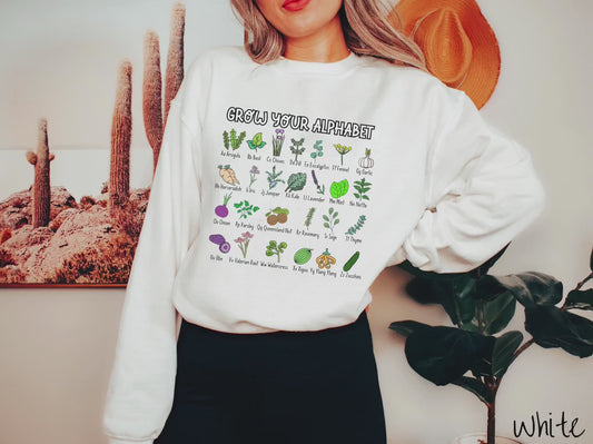 The Teacher Plants Alphabet Sweatshirt, Gift This ABCs Herbs Spring-Garden Sweatshirt to your Favorite Teacher!