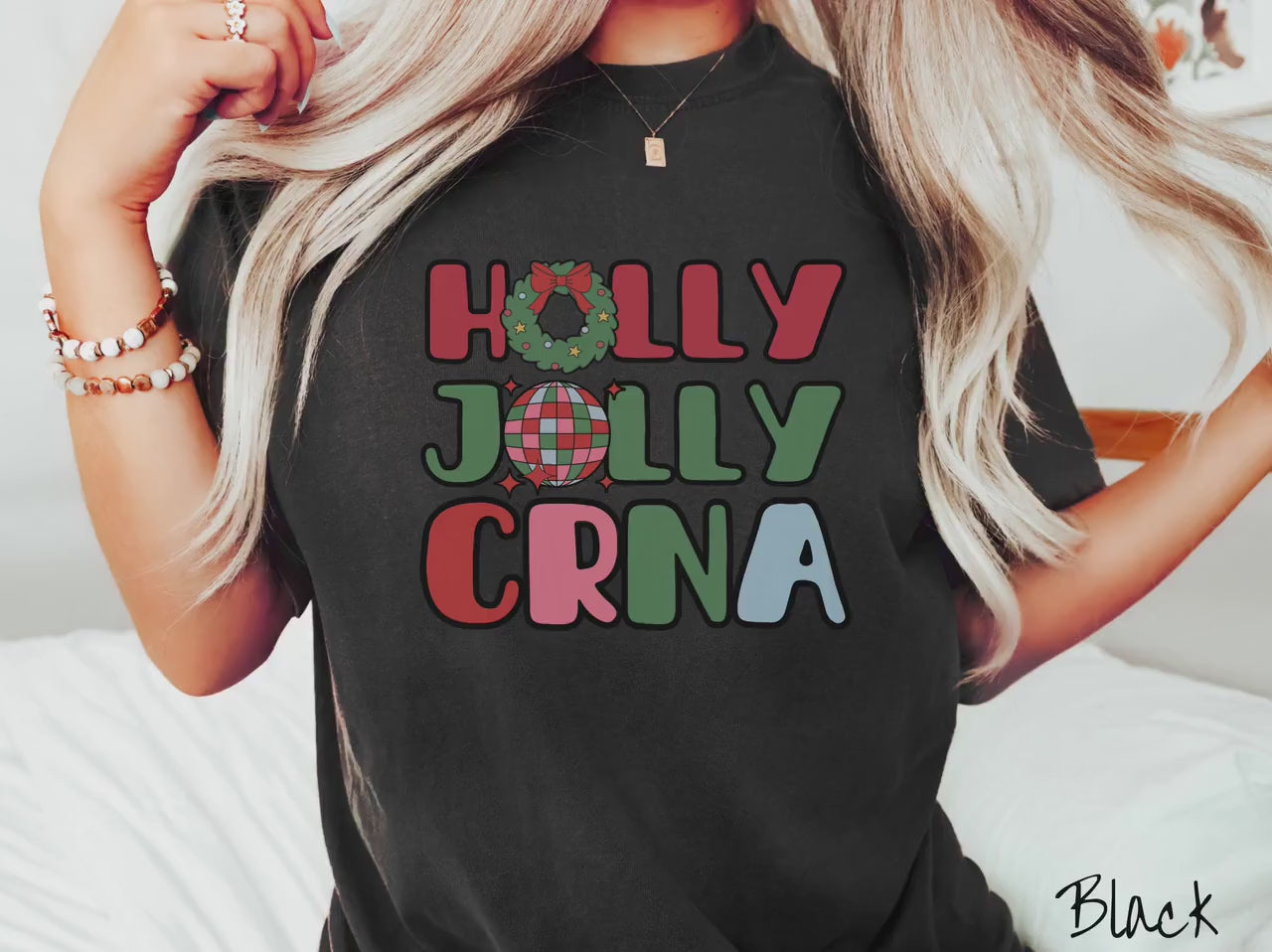 The Holly Jolly CRNA Nurse Comfort Colors Shirt, Gift a Holiday Nursing Tee-shirt to a Certified Registered Nurse Anesthetist on Christmas!
