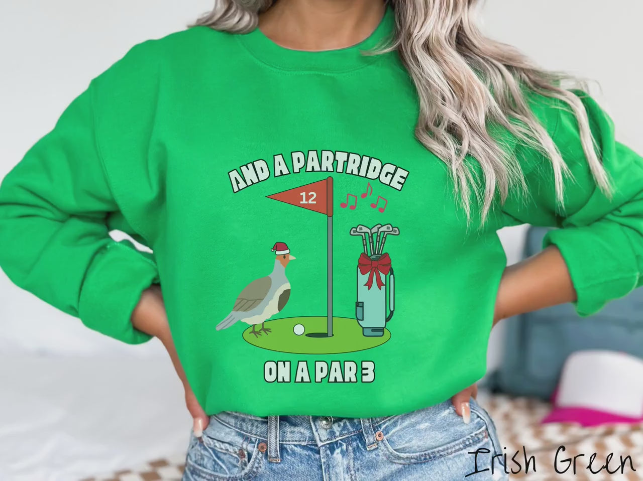 Partridge on a Par 3 Golf Sweatshirt, Holiday Golf Gift