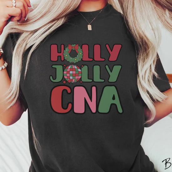 The Holly Jolly CNA Nurse Comfort Colors Shirt, Gift This Holiday Nursing Tee-shirt to a Certified Nursing Assistant This Christmas!