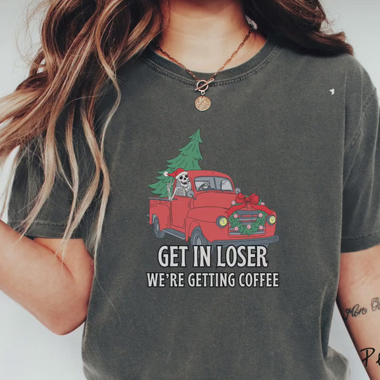 Skeleton Christmas Shirt, Christmas Coffee, Spooky and Merry, Festive Skeleton, Comfort Colors Shirt,