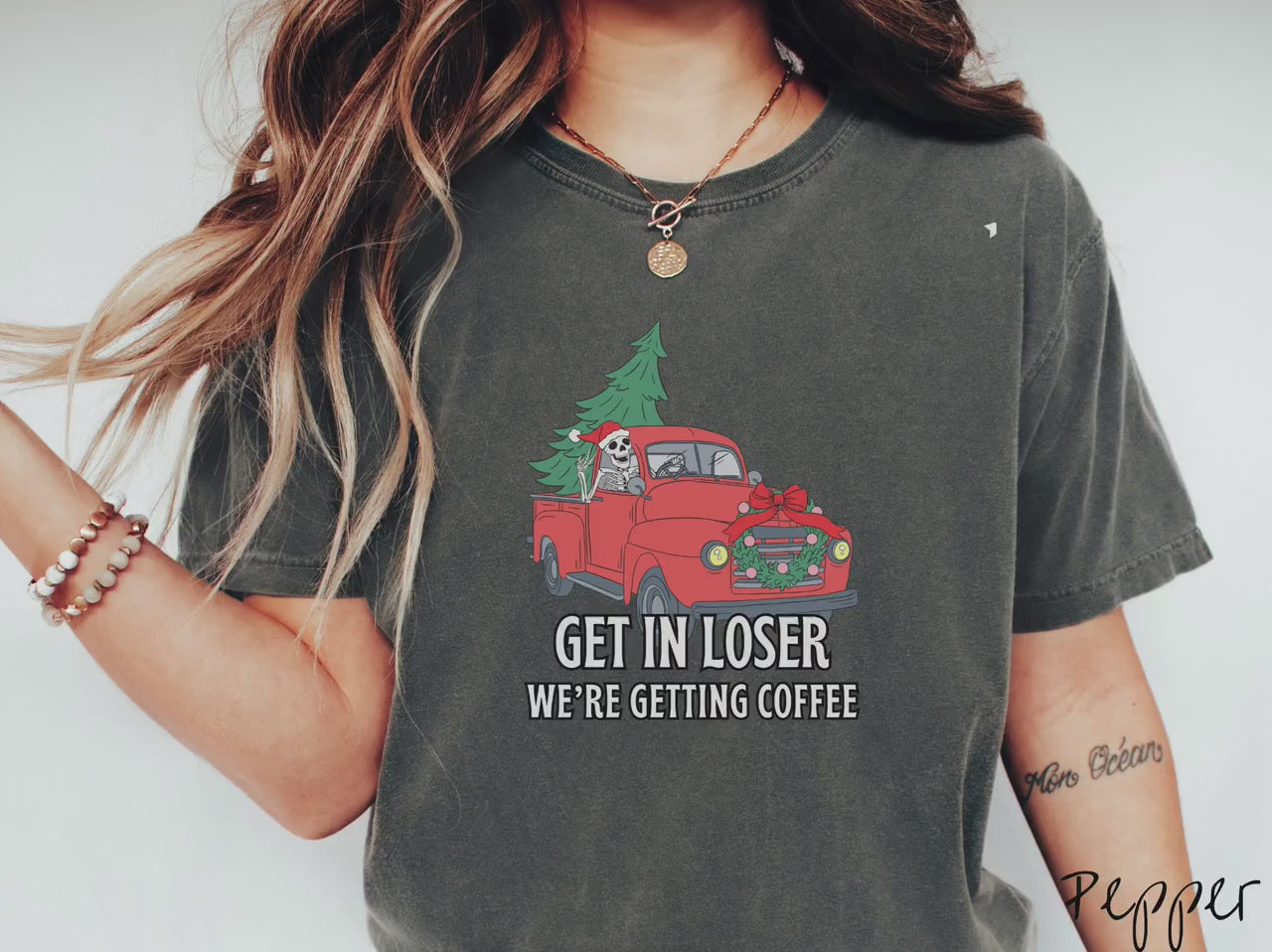 Skeleton Christmas Shirt, Christmas Coffee, Spooky and Merry, Festive Skeleton, Comfort Colors Shirt,