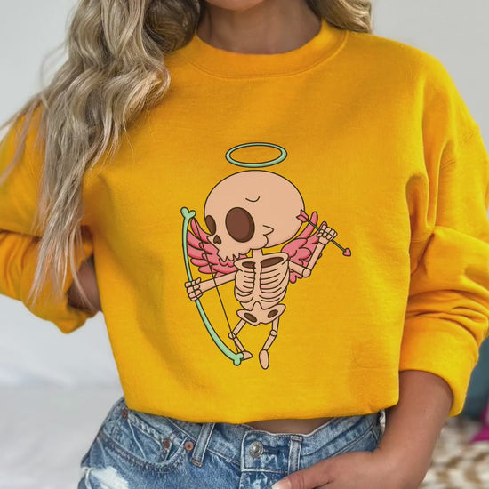Skeleton Cupid Valentine's Sweatshirt, Spooky V-Day Gift