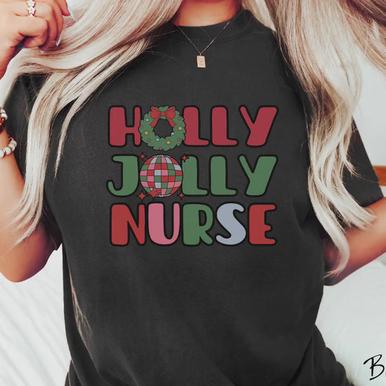 The Holly Jolly Nurse Comfort Colors Shirt, Gift This Colorful Nursing Tee-shirt to Your Favorite Nurse Practitioner This Christmas!