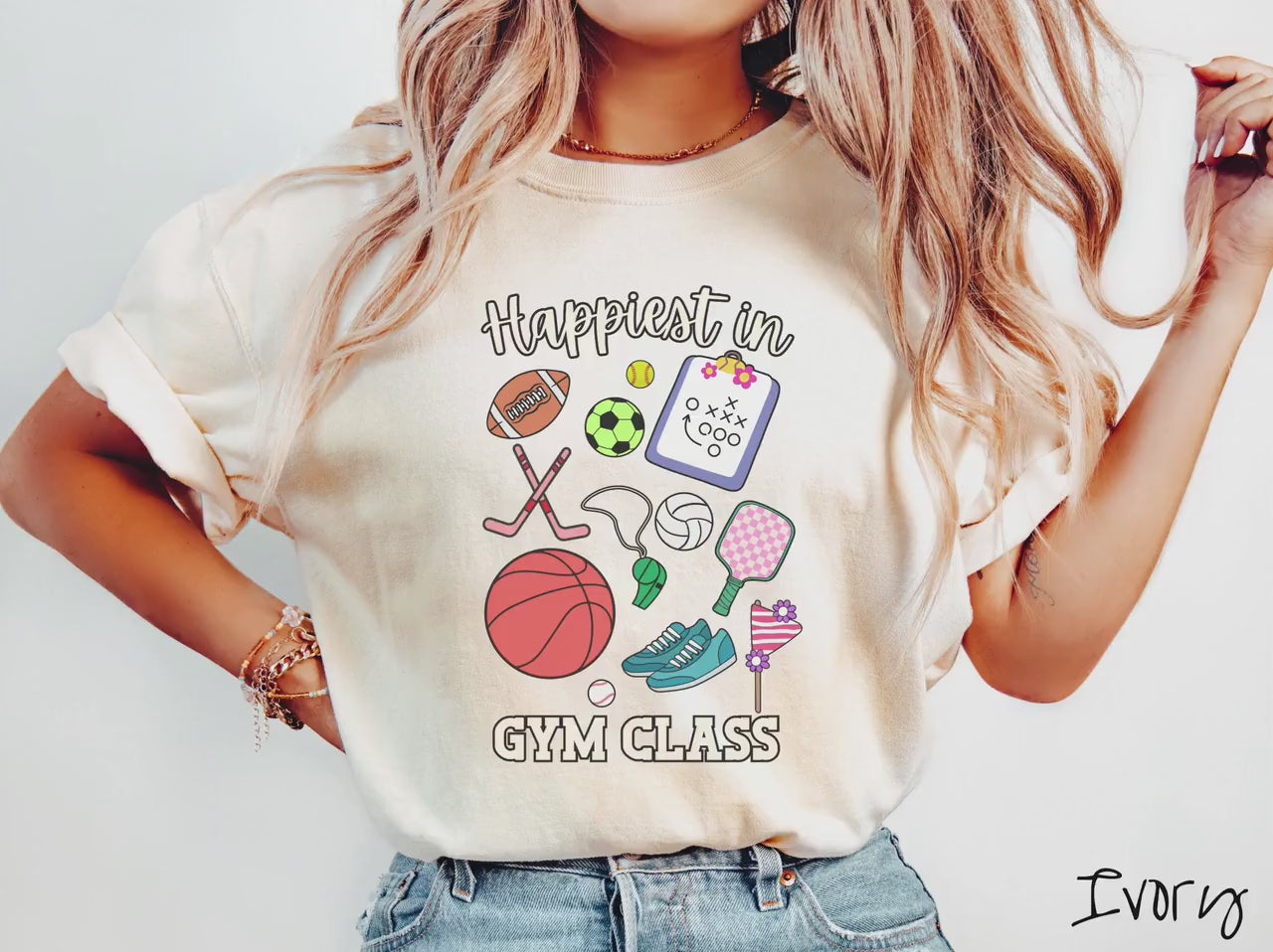 The Happiest in Gym Class Comfort Colors Shirt, Gift This Back-To-School Teacher Shirt to the PE Teacher in Your Life!