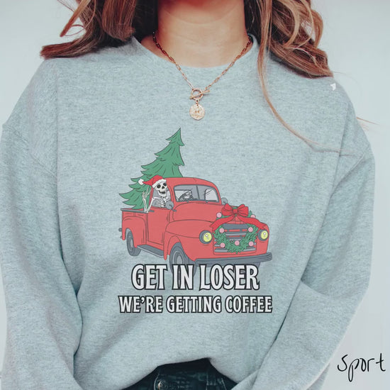 Skeleton Driving Christmas Truck Sweatshirt, Festive Skeleton, Skeleton In Santa Hat, Vintage Christmas Shirt, Tree on Car Shirt
