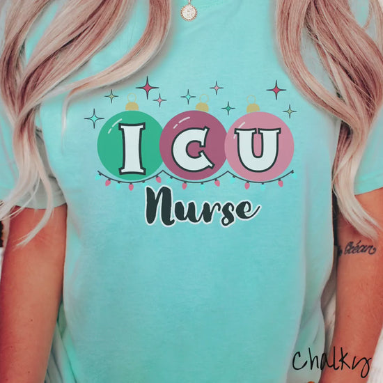 Comfort Colors Shirt, ICU Nurse Christmas Shirt, Nurse Festive Shirt, Intensive Care Nurse Tee, Holiday icu nurse tee, ICU Nurse Gift