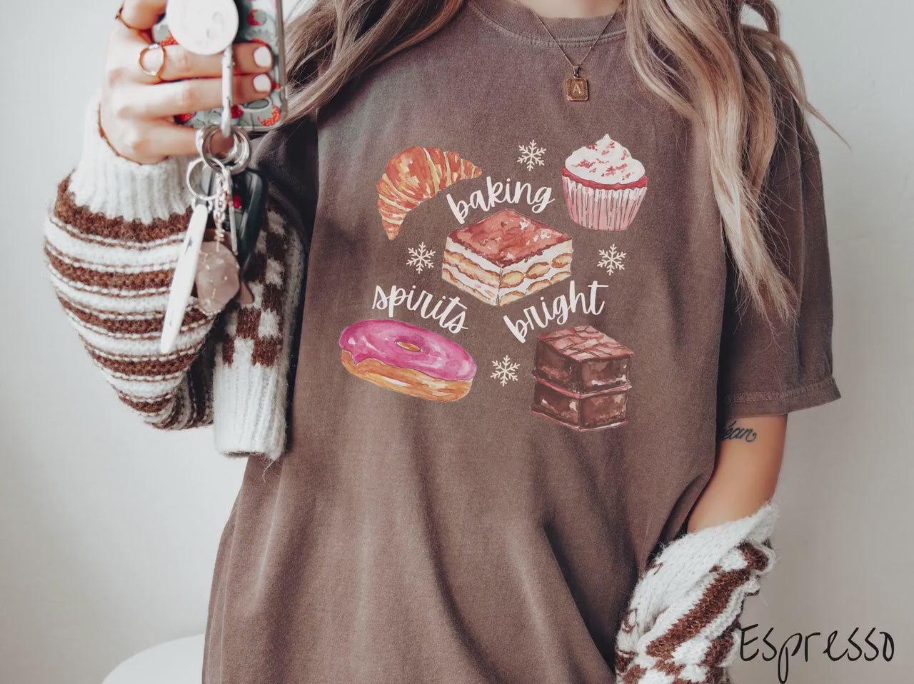 The Baking Spirits Bright Comfort Colors Shirt, Gift This Holiday Treats Tee-shirt to the Sweet Tooth of the Family This Christmas!