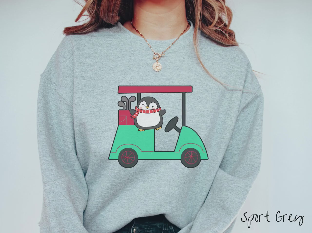 Penguin Golf Caddy Sweatshirt, Christmas Golfing Gift
