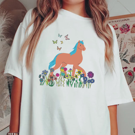 The Wild Pretty Horse Comfort Colors Shirt, Gift this Colorful Floral Tee to your Friends!